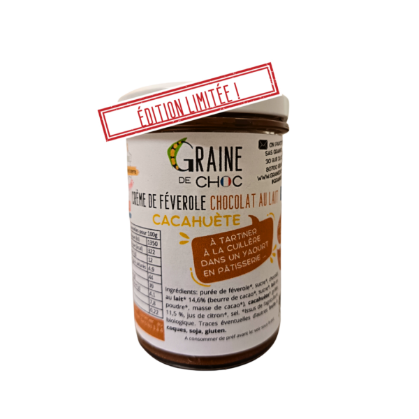 Crème de féverole chocolat au lait cacahuète