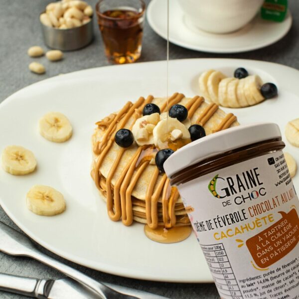 Crème de féverole chocolat au lait cacahuète